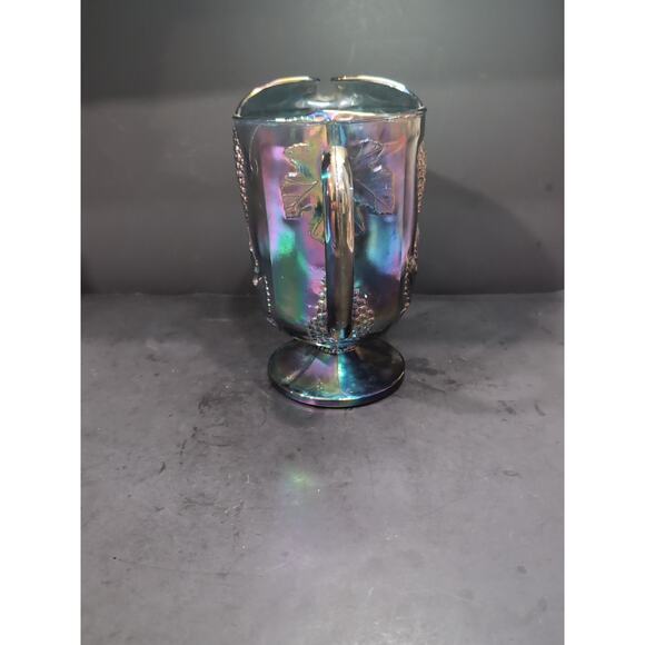 Imperial Grape Leaf Carnival Glass Pitcher, Cobalt‎ Glassware, Carnival Pitcher - Picture 4 of 9